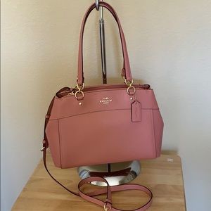 🎁New Saffiano Vintage Pink Leather Coach Satchel